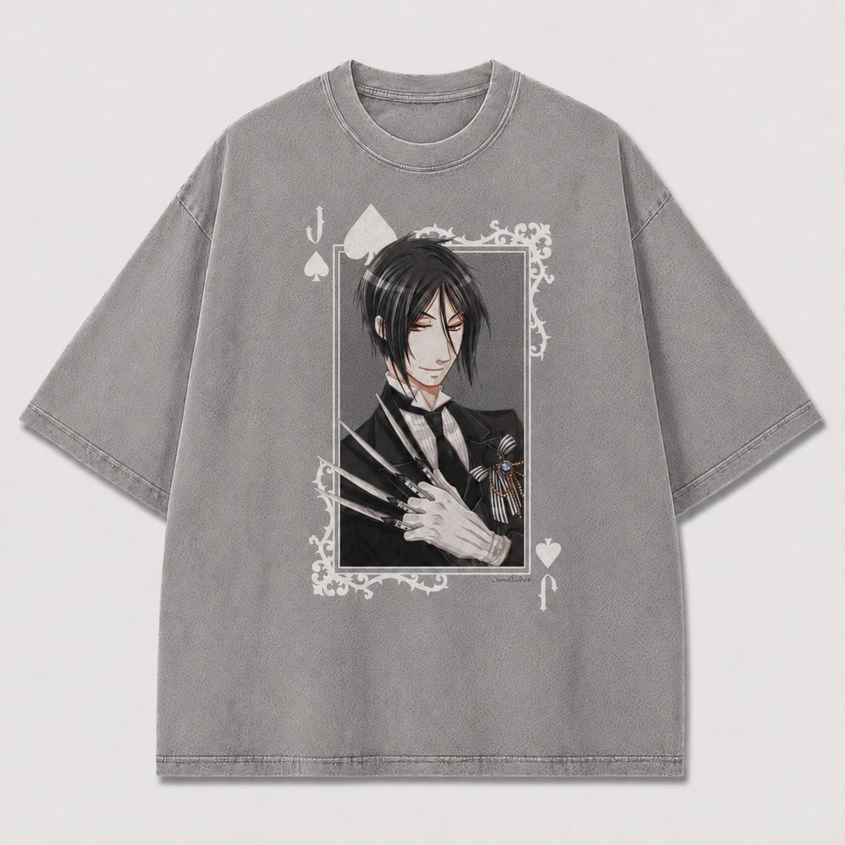 Oversized Playing Card Portrait Graphic Tee – Gothic Print Top