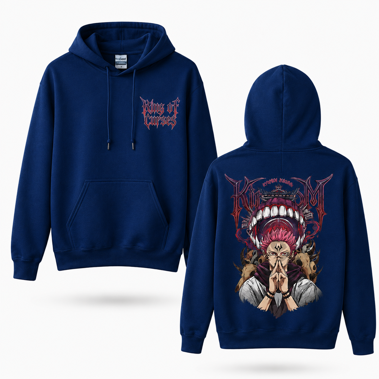 Oversized Streetwear Graphic Hoodie – Fanged Grin Skull Deity Print