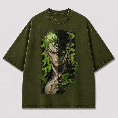 Oversized Graphic Print T-Shirt – Swordsman Portrait Streetwear Tee