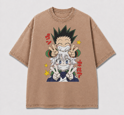 Oversized Cheerful Duo Graphic Tee – Playful Print Top