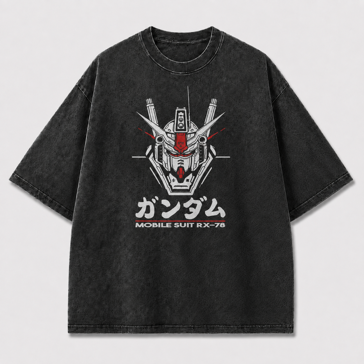 Oversized Mecha Head Graphic Tee – Bold Emblem Print Top