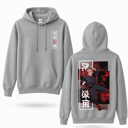 Oversized Streetwear Graphic Hoodie – Red Halftone Action Pose Print