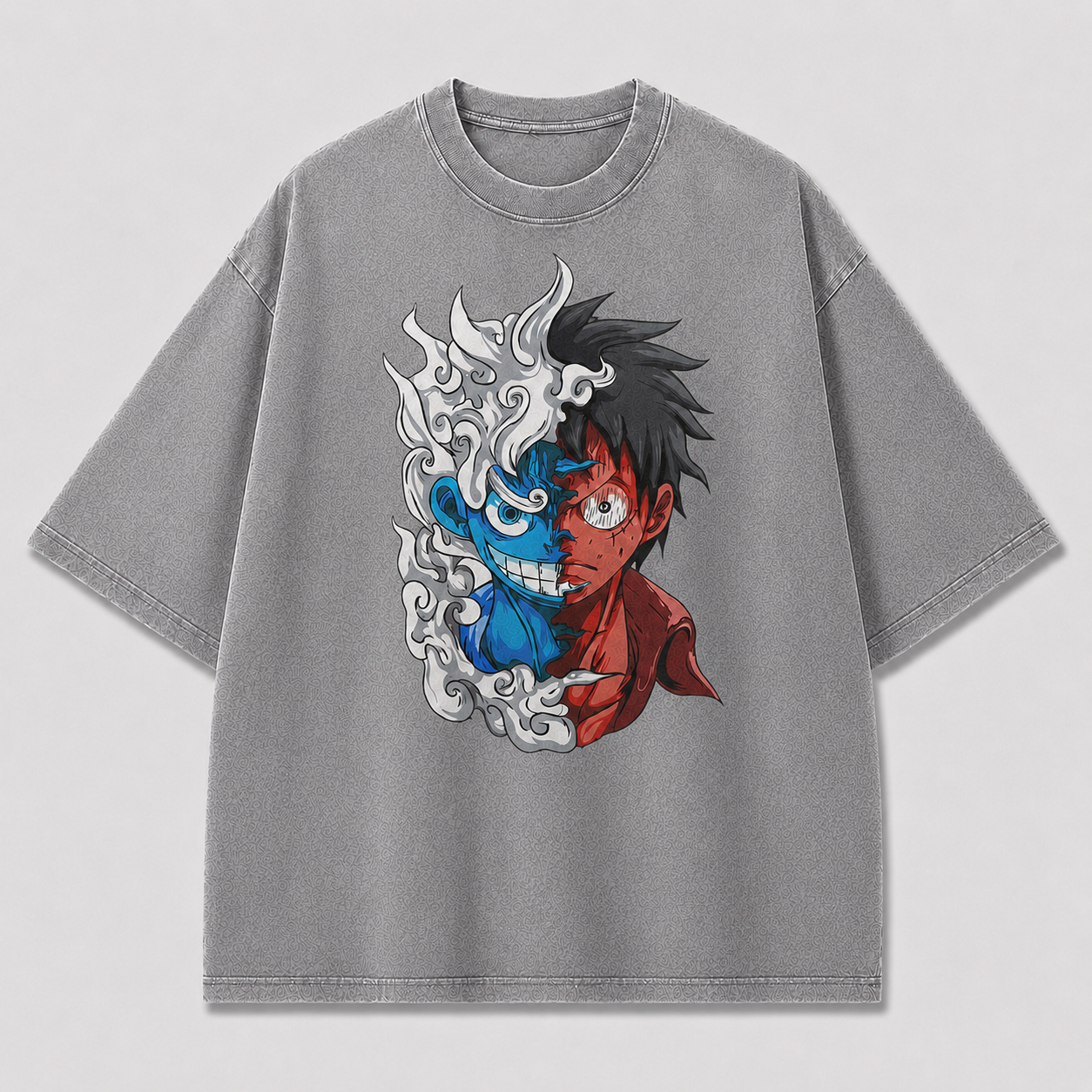 Oversized Streetwear Graphic Tee – Split-Face Dual Form Portrait Print