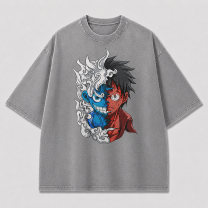 Oversized Streetwear Graphic Tee – Split-Face Dual Form Portrait Print