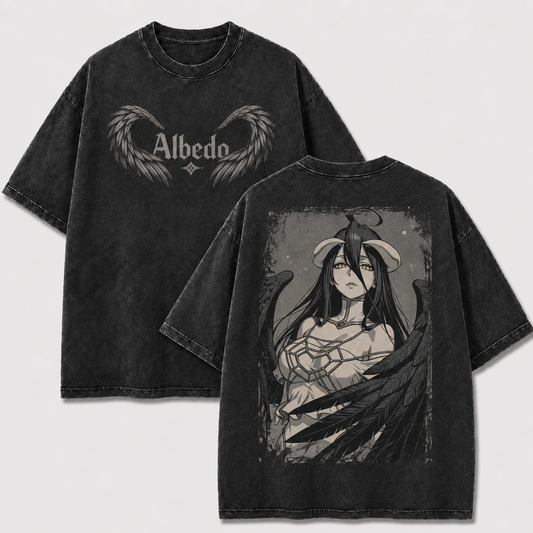 Monochrome Winged Dark Guardian Vintage Washed Graphic Tee