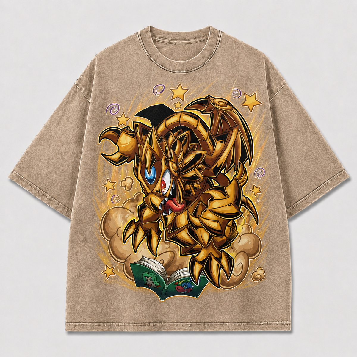 Oversized Bronze Beast Storybook Graphic Tee – Back Print Top