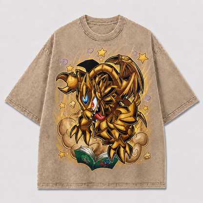Oversized Bronze Beast Storybook Graphic Tee – Back Print Top