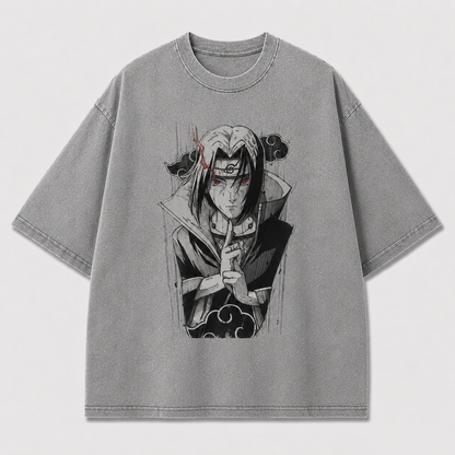 Oversized Streetwear Graphic Tee – Red Eye Cloud Cloak Print