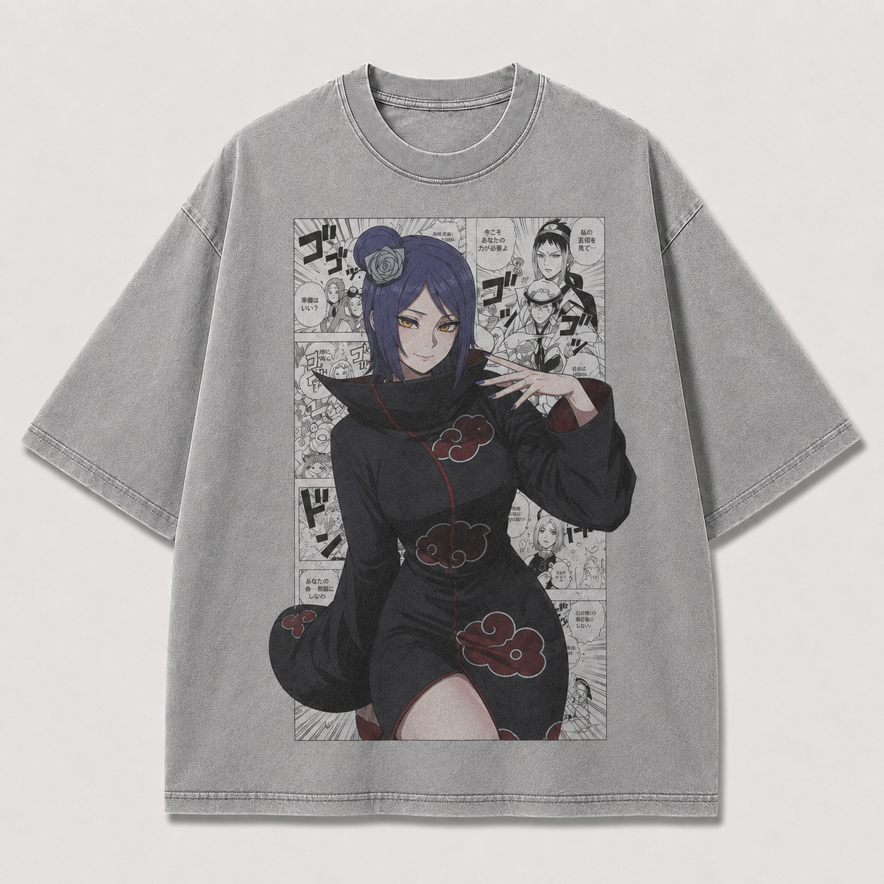 Oversized Streetwear Graphic Tee – Manga Panel Cloak Portrait Print