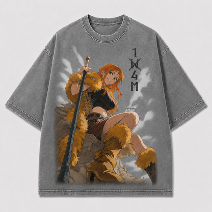 Oversized Streetwear Graphic Tee – Fur Warrior Sky Backdrop Print