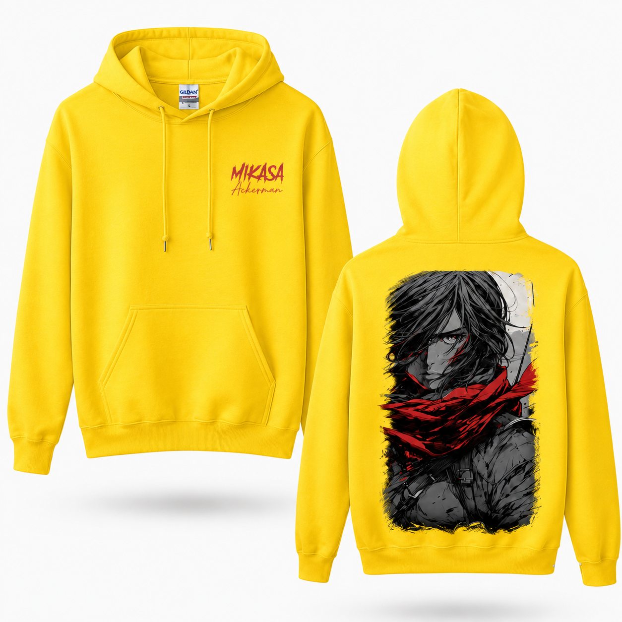Crimson Scarf Warrior Manga Portrait Graphic Hoodie