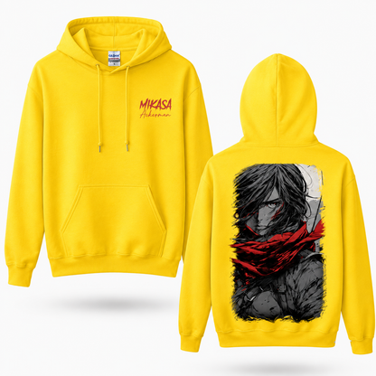 Crimson Scarf Warrior Manga Portrait Graphic Hoodie