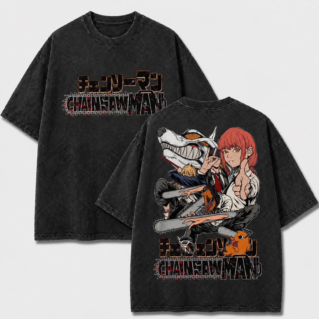 Oversized Streetwear Graphic Tee – Chain Blade Ensemble Print