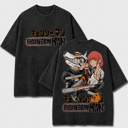 Oversized Streetwear Graphic Tee – Chain Blade Ensemble Print