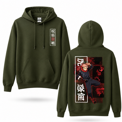 Oversized Streetwear Graphic Hoodie – Red Halftone Action Pose Print