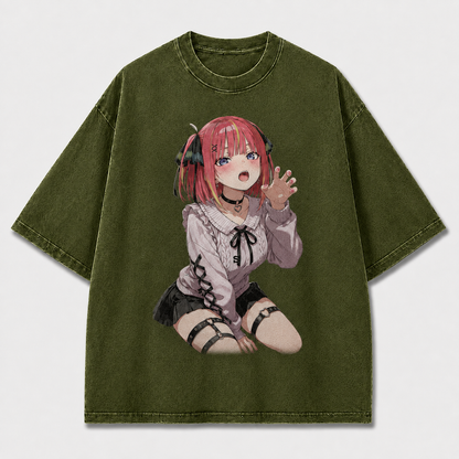Oversized Graphic Print T-Shirt – Gothic Waifu Streetwear Tee