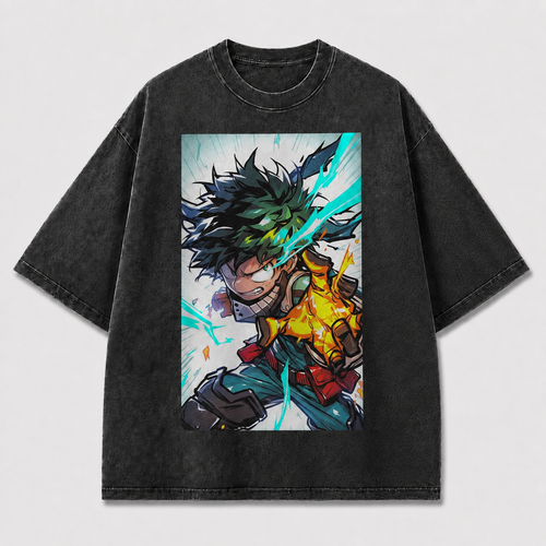 Oversized Electric Punch Portrait Graphic Tee – Action Print Top