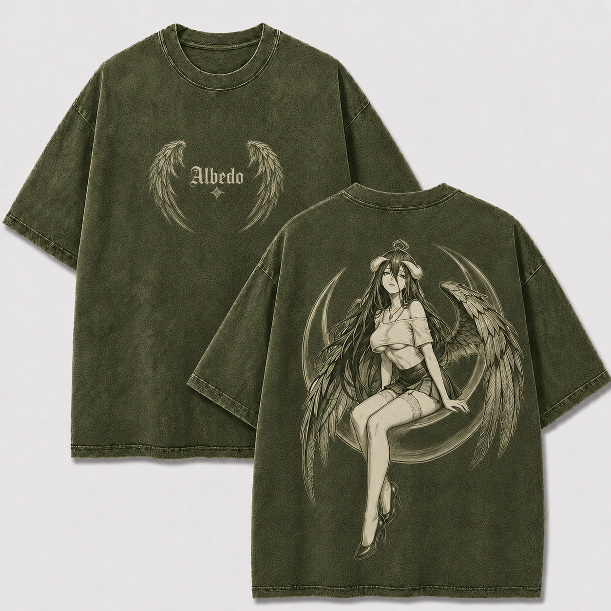 Crescent Moon Winged Guardian Vintage Washed Graphic Tee