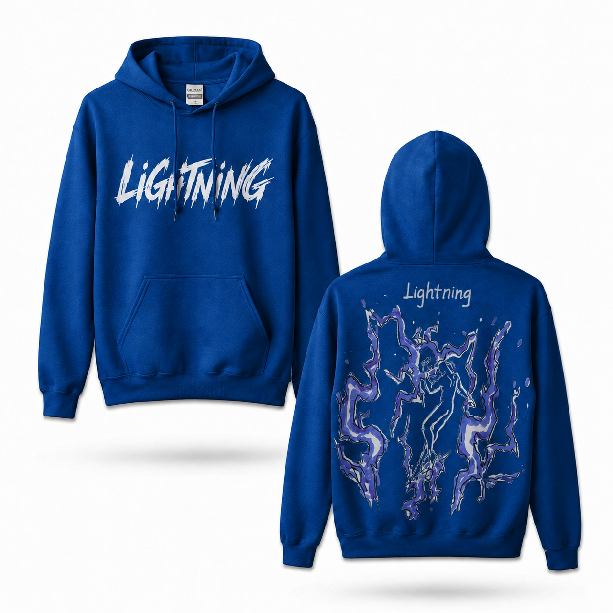 Oversized Streetwear Graphic Hoodie – Abstract Lightning Sketch Print