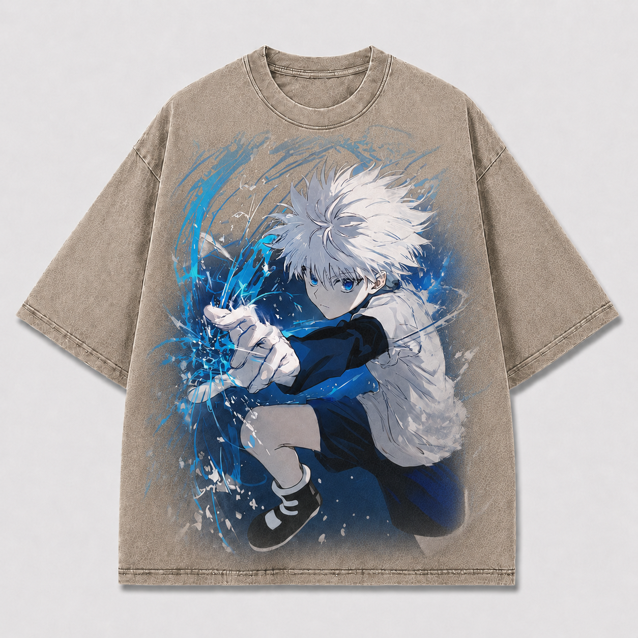 Oversized Electric Assassin Graphic Tee – Motion Print Top