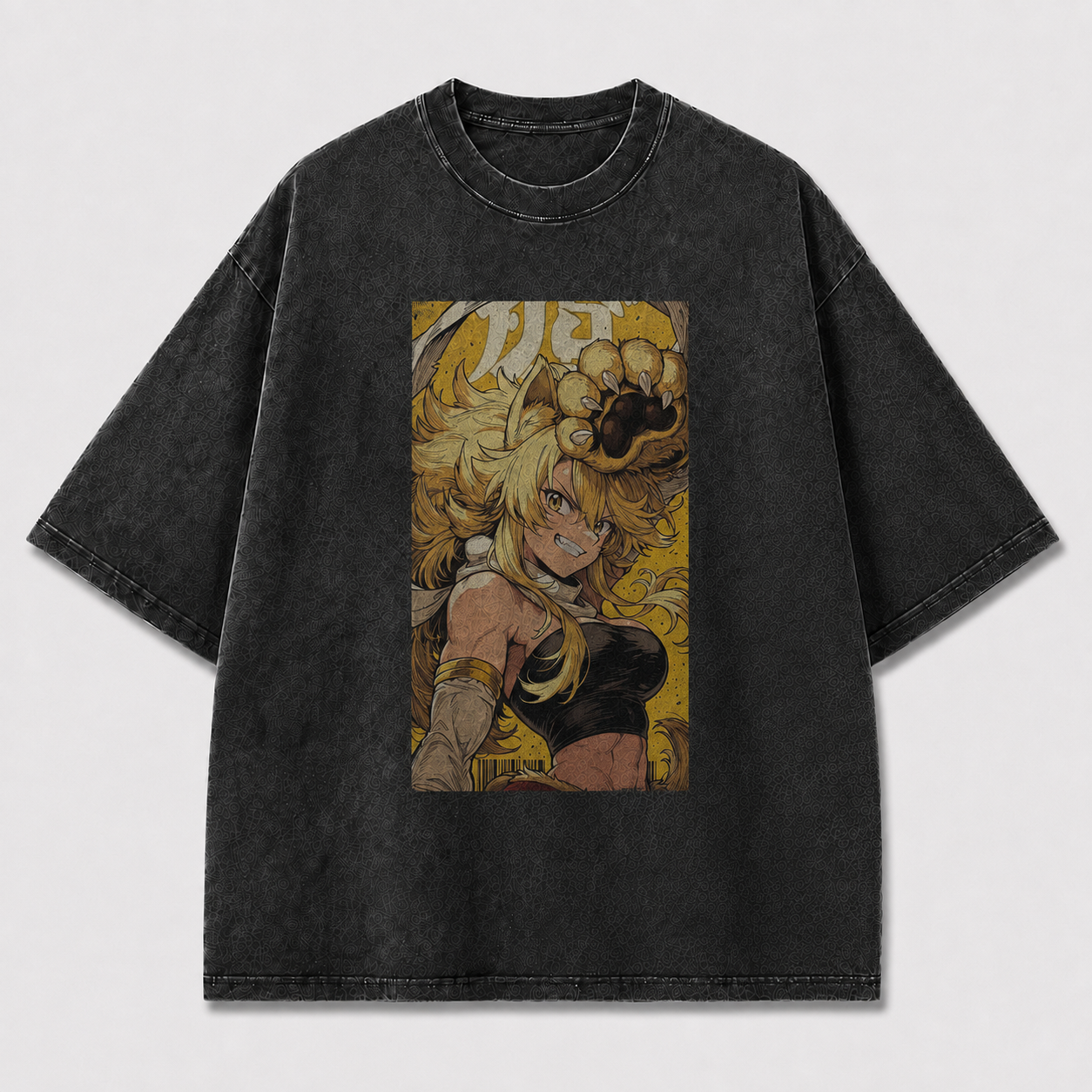 Oversized Graphic Print T-Shirt – Beast Warrior Waifu Streetwear Tee