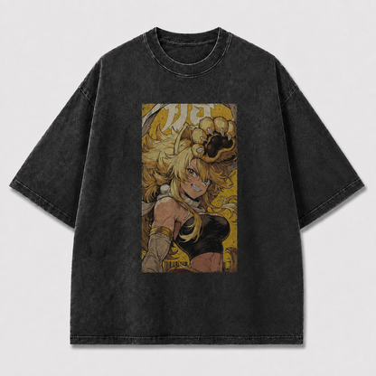 Oversized Graphic Print T-Shirt – Beast Warrior Waifu Streetwear Tee