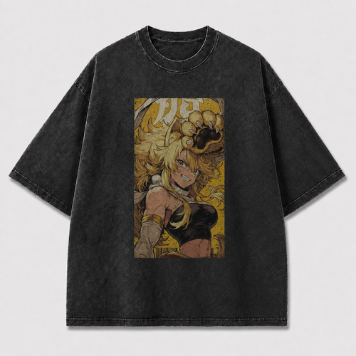 Oversized Graphic Print T-Shirt – Beast Warrior Waifu Streetwear Tee