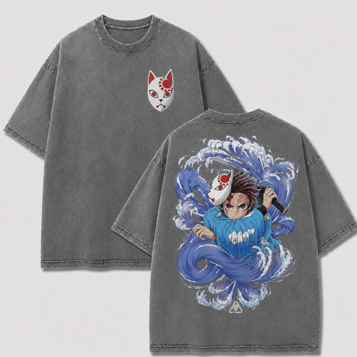 Fox Mask Water Swordsman Vintage Washed Graphic Tee