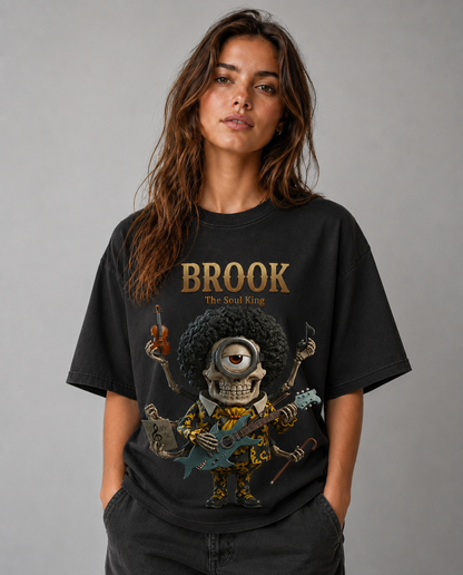 Oversized Streetwear Graphic Tee – Multi-Arm Musician Character Print