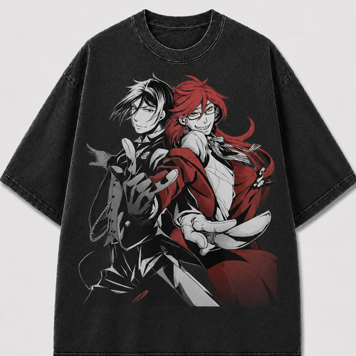 Oversized Duo Portrait Graphic Tee – Contrast Print Top