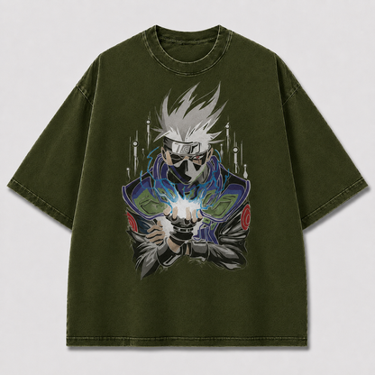 Oversized Streetwear Graphic Tee – Electric Palm Portrait Print