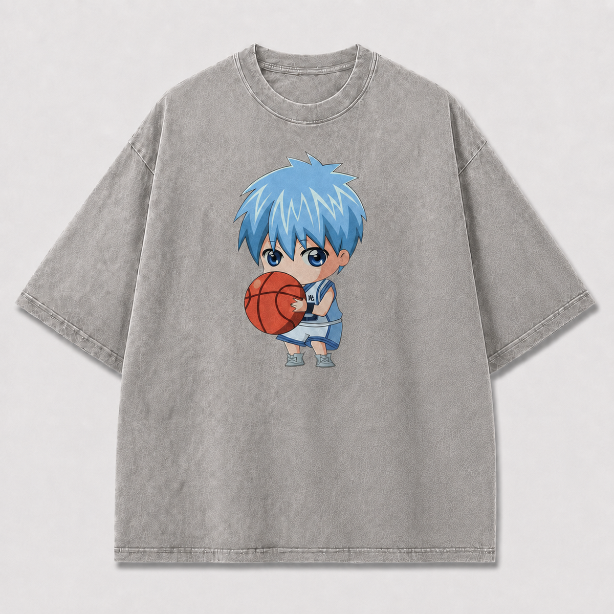Oversized Chibi Basketball Graphic Tee – Cute Print Top