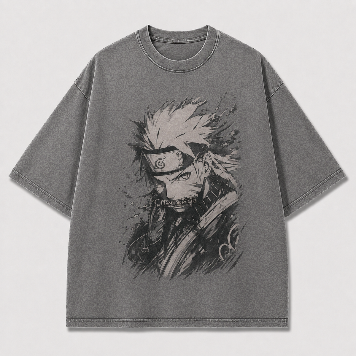 Oversized Streetwear Graphic Tee – Sepia Masked Swordsman Print