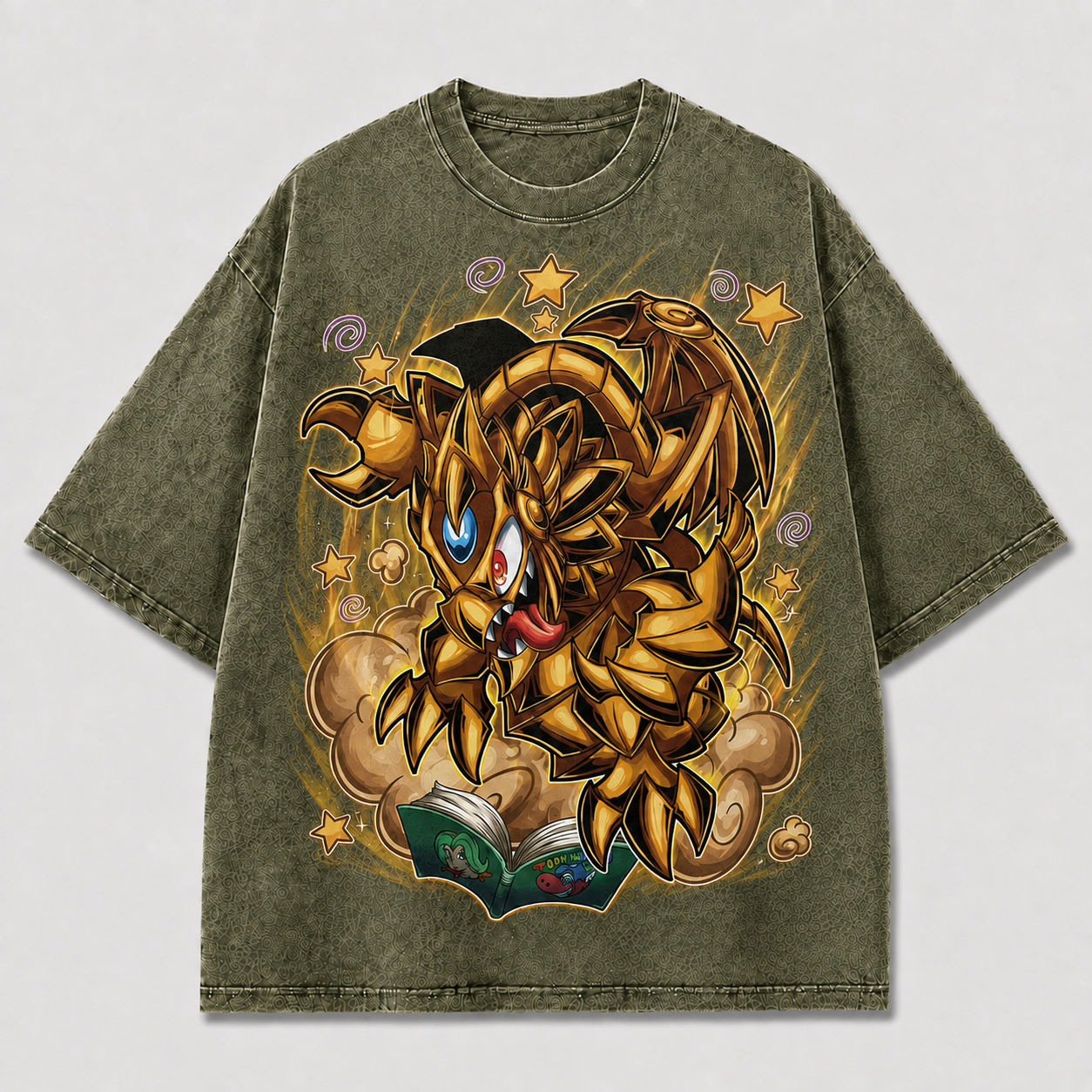 Oversized Bronze Beast Storybook Graphic Tee – Back Print Top