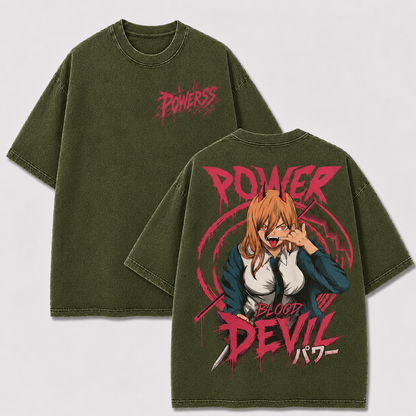 Oversized Streetwear Graphic Tee – Horned Character Blood Print