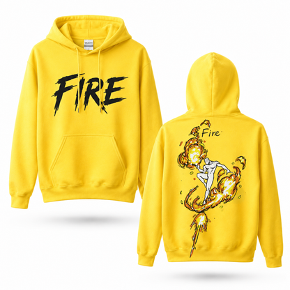 Oversized Streetwear Graphic Hoodie – Flame Silhouette Art Print