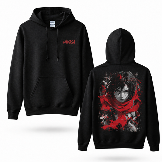 Crimson Scarf Warrior Grunge Graphic Hoodie