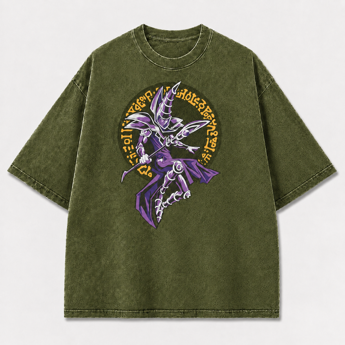 Oversized Dark Sorcerer Graphic Tee – Fantasy Circle Print Top