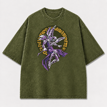 Oversized Dark Sorcerer Graphic Tee – Fantasy Circle Print Top