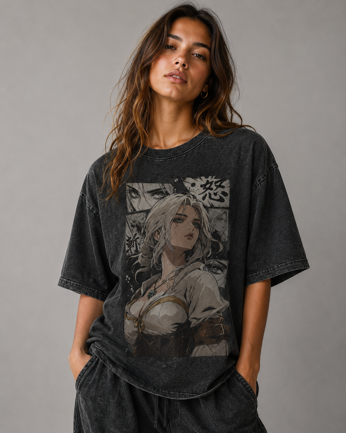 Oversized Graphic Print T-Shirt – Medieval Waifu Streetwear Tee