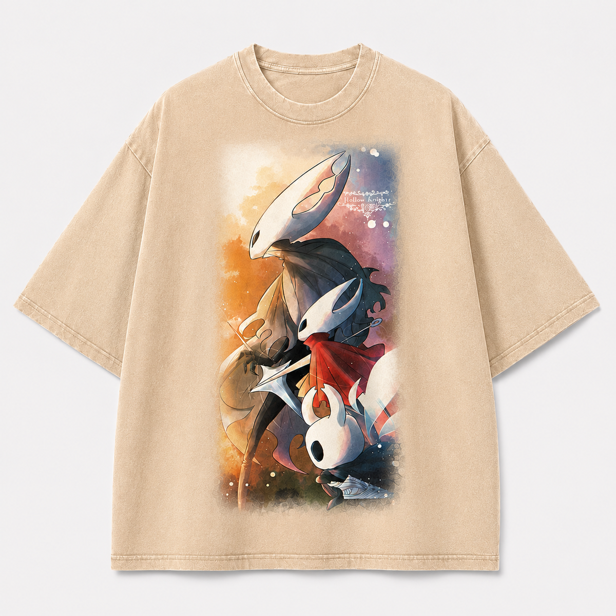 Hollow Mask Creatures Watercolor Graphic Print Oversized Tee