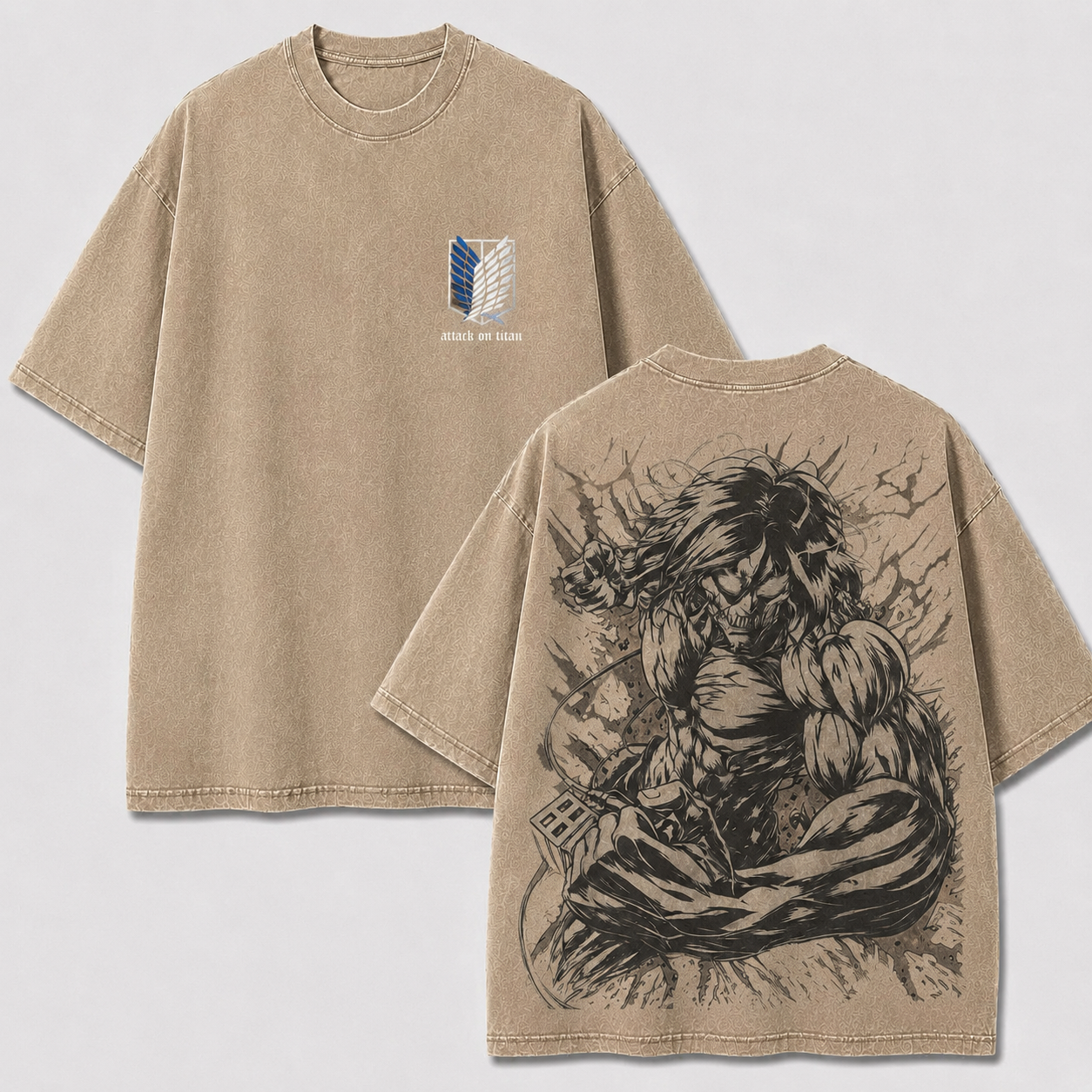 Long-Haired Giant Warrior Vintage Washed Graphic Tee