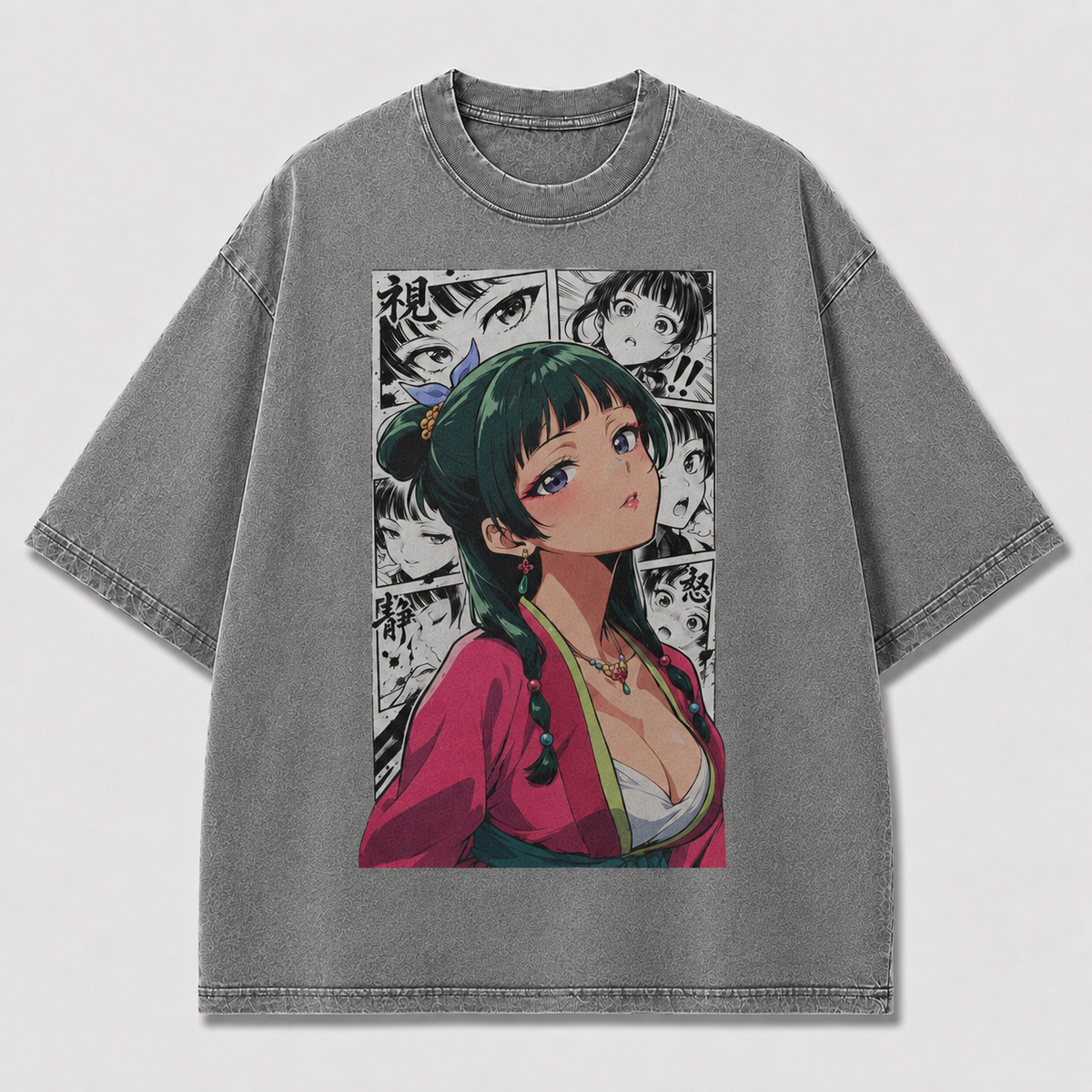 Oversized Graphic Print T-Shirt – Traditional Waifu Streetwear Tee