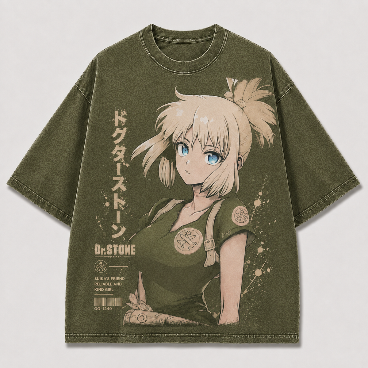 Oversized Sepia Portrait Graphic Tee – Badge Print Top