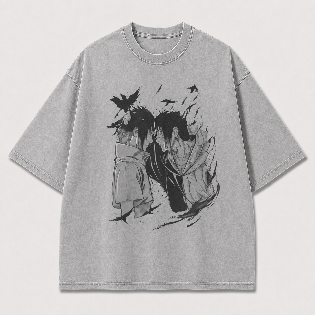 Oversized Streetwear Graphic Tee – Face-Off Duo Shadow Print