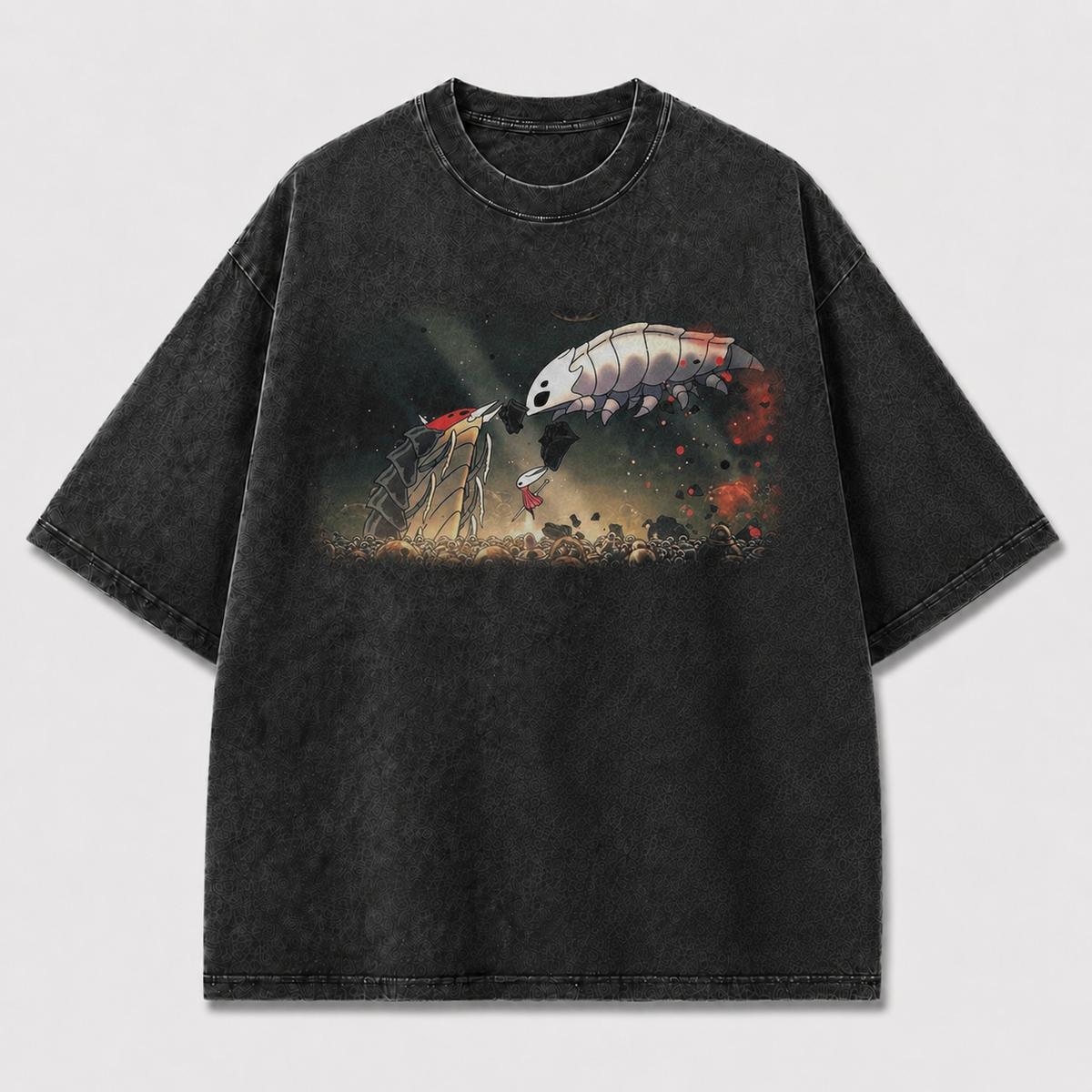 Twin Bug Creatures Landscape Graphic Print Oversized Tee