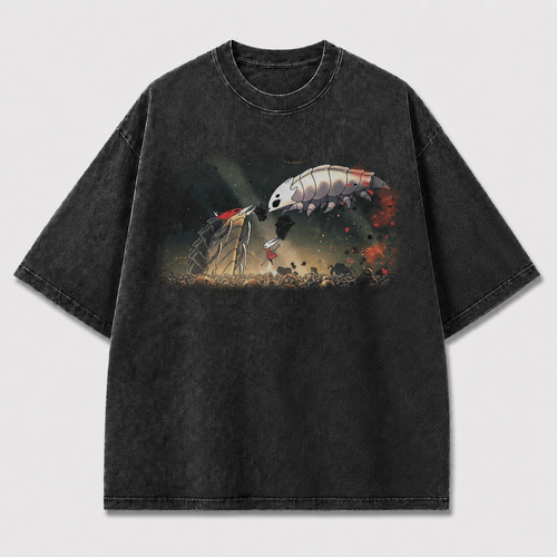 Twin Bug Creatures Landscape Graphic Print Oversized Tee
