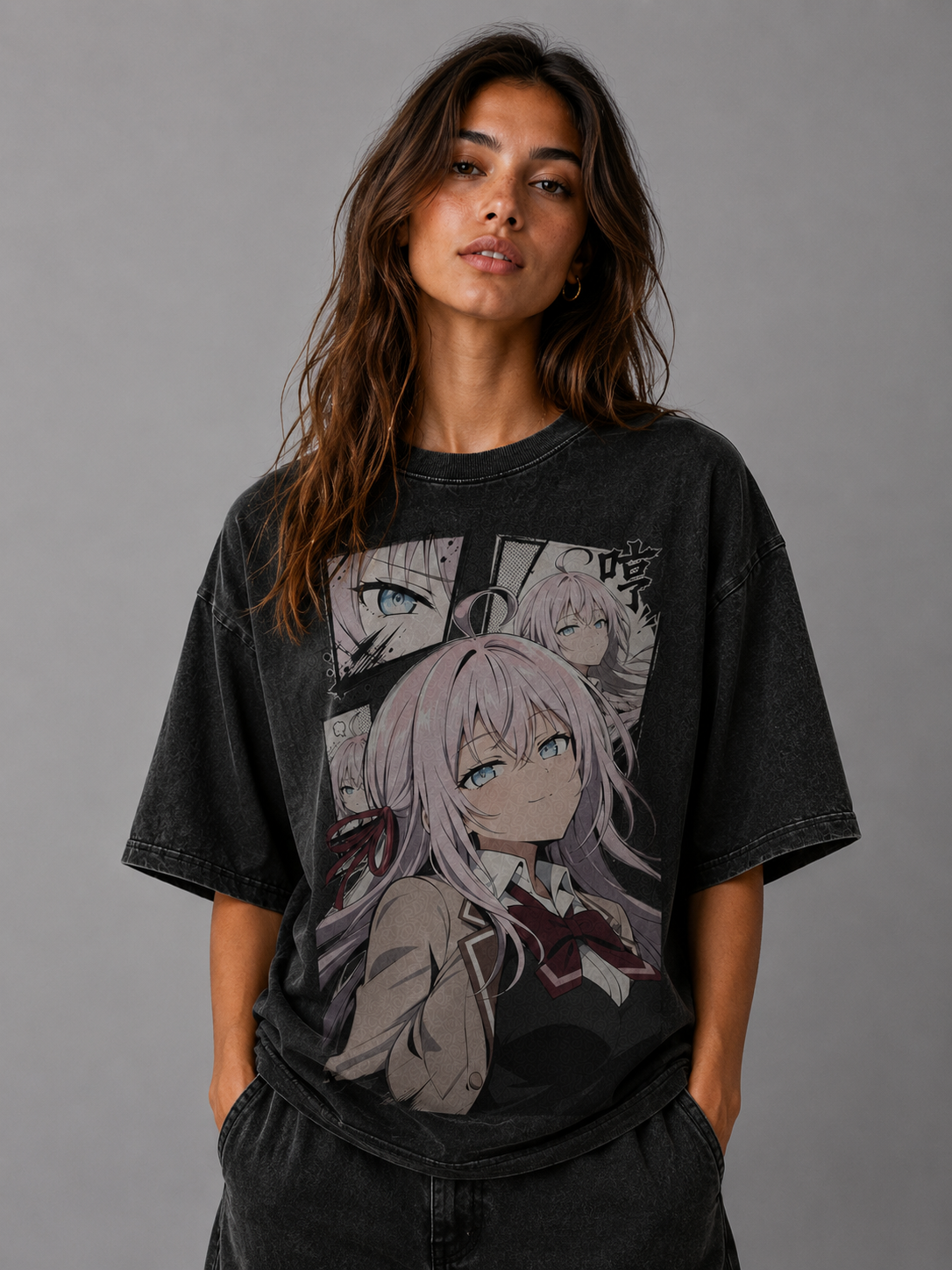 Oversized Graphic Print T-Shirt – Schoolgirl Waifu Streetwear Tee