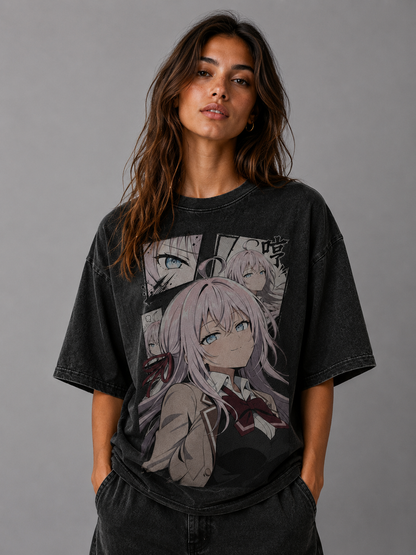 Oversized Graphic Print T-Shirt – Schoolgirl Waifu Streetwear Tee