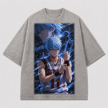 Oversized Basketball Portrait Graphic Tee – Electric Print Top